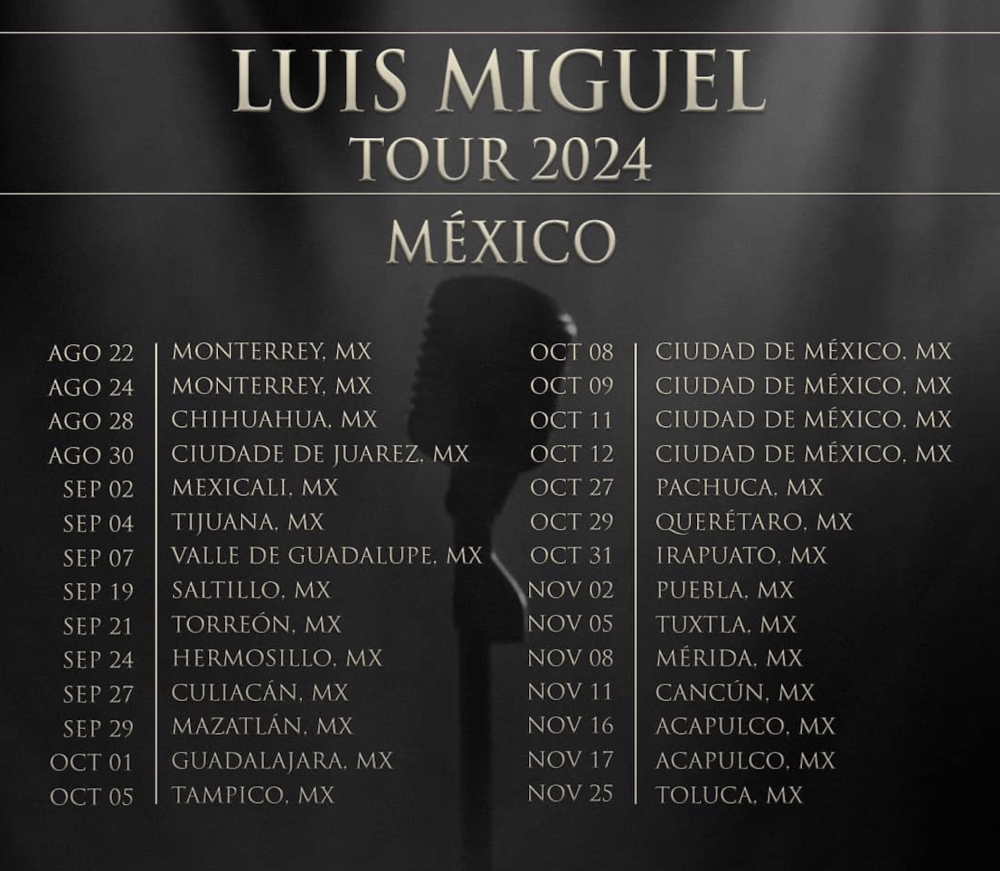 Luis Miguel Tour 2025 Fechas, recintos, ciudades y boletos Dónde Hay
