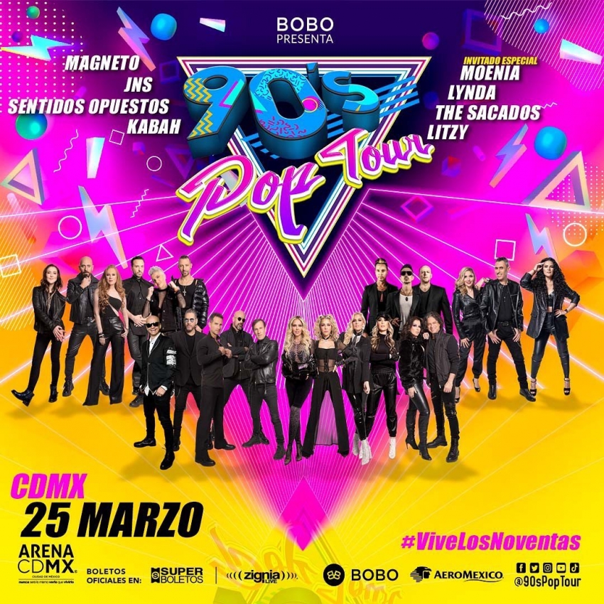90's Pop Tour en la Arena Ciudad de México, Marzo 2023 Dónde Hay Feria