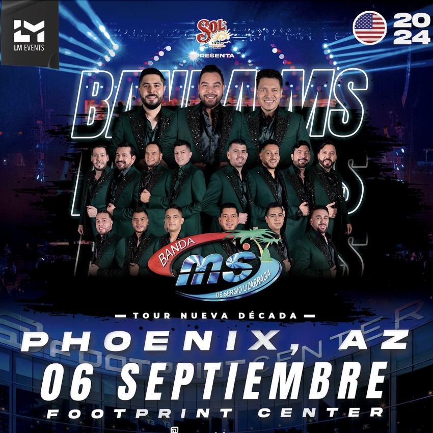 Banda MS en Footprint Center, Phoenix, AZ, Septiembre 2024 Dónde Hay