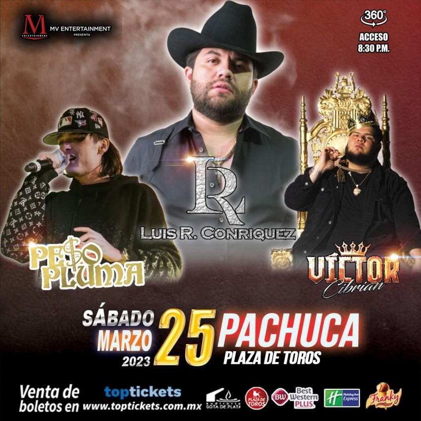 Luis R Conriquez, Peso Pluma y Víctor Cibrián en la Plaza de Toros de