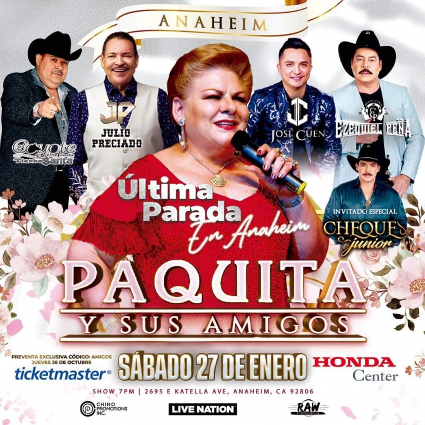 Paquita La del Barrio y sus Amigos en Honda Center, Anaheim, CA, Enero