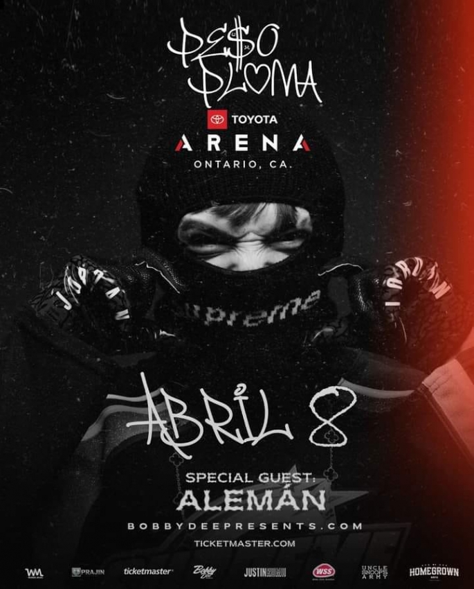 Peso Pluma en Toyota Arena, Ontario, California, abril 2023 DÓNDE HAY