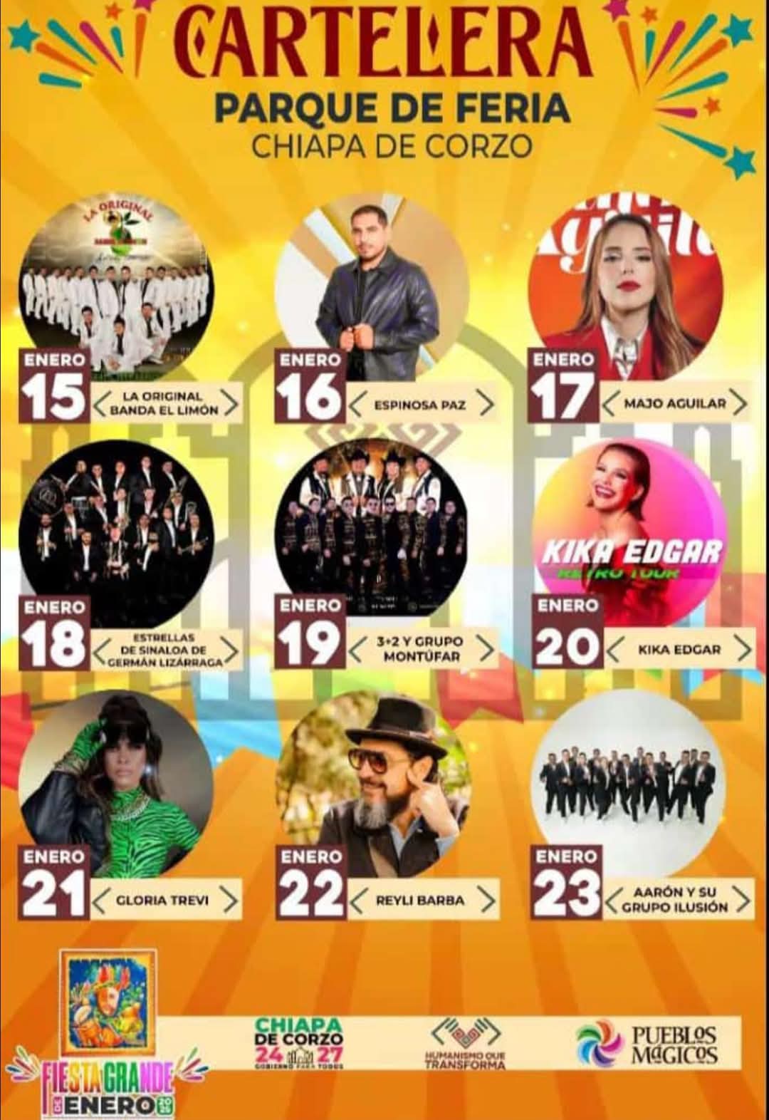 Cartelera Fiesta Grande de Enero Chiapa de Corzo 2025