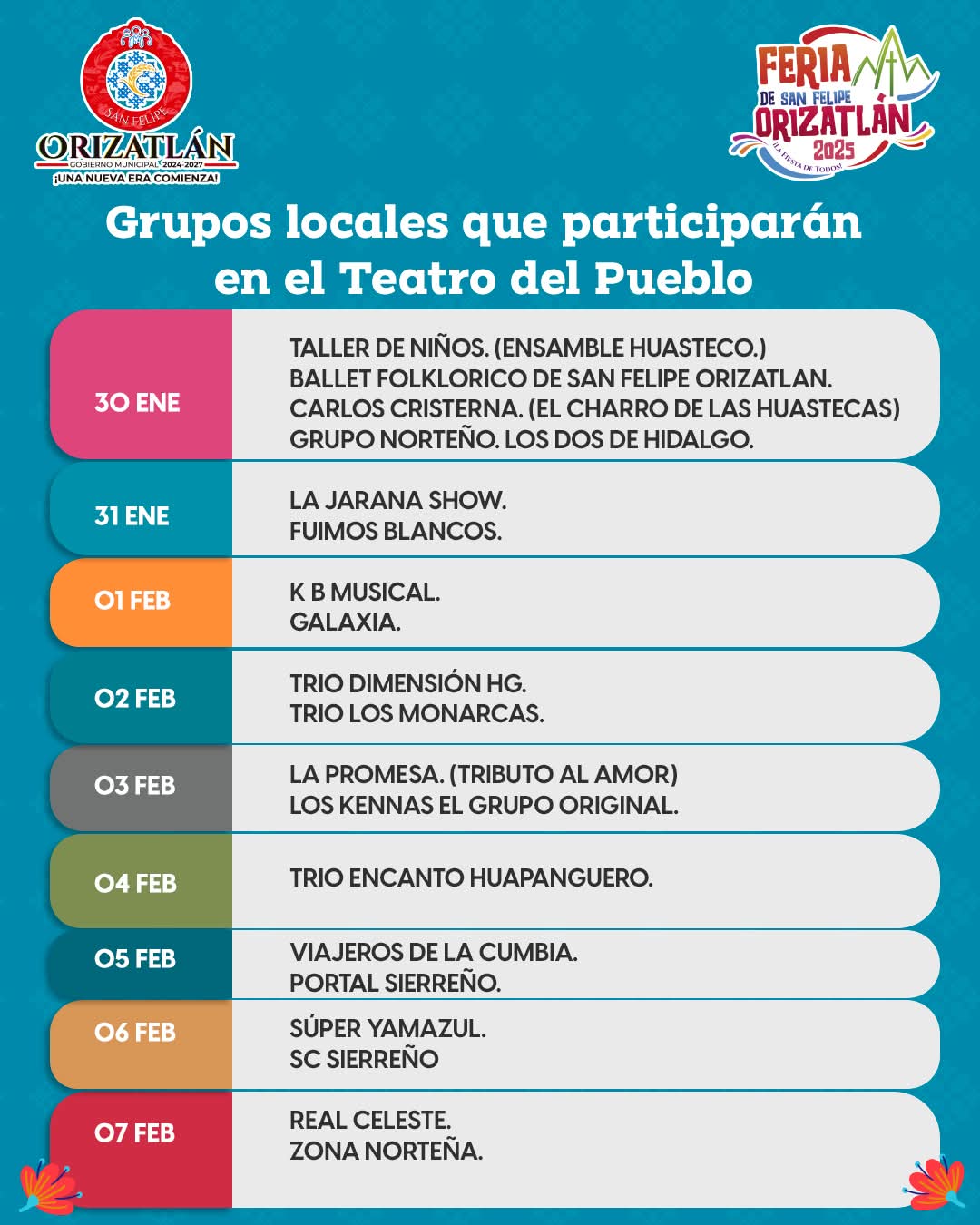 Grupos locales, Feria San Felipe Orizatlán 2025