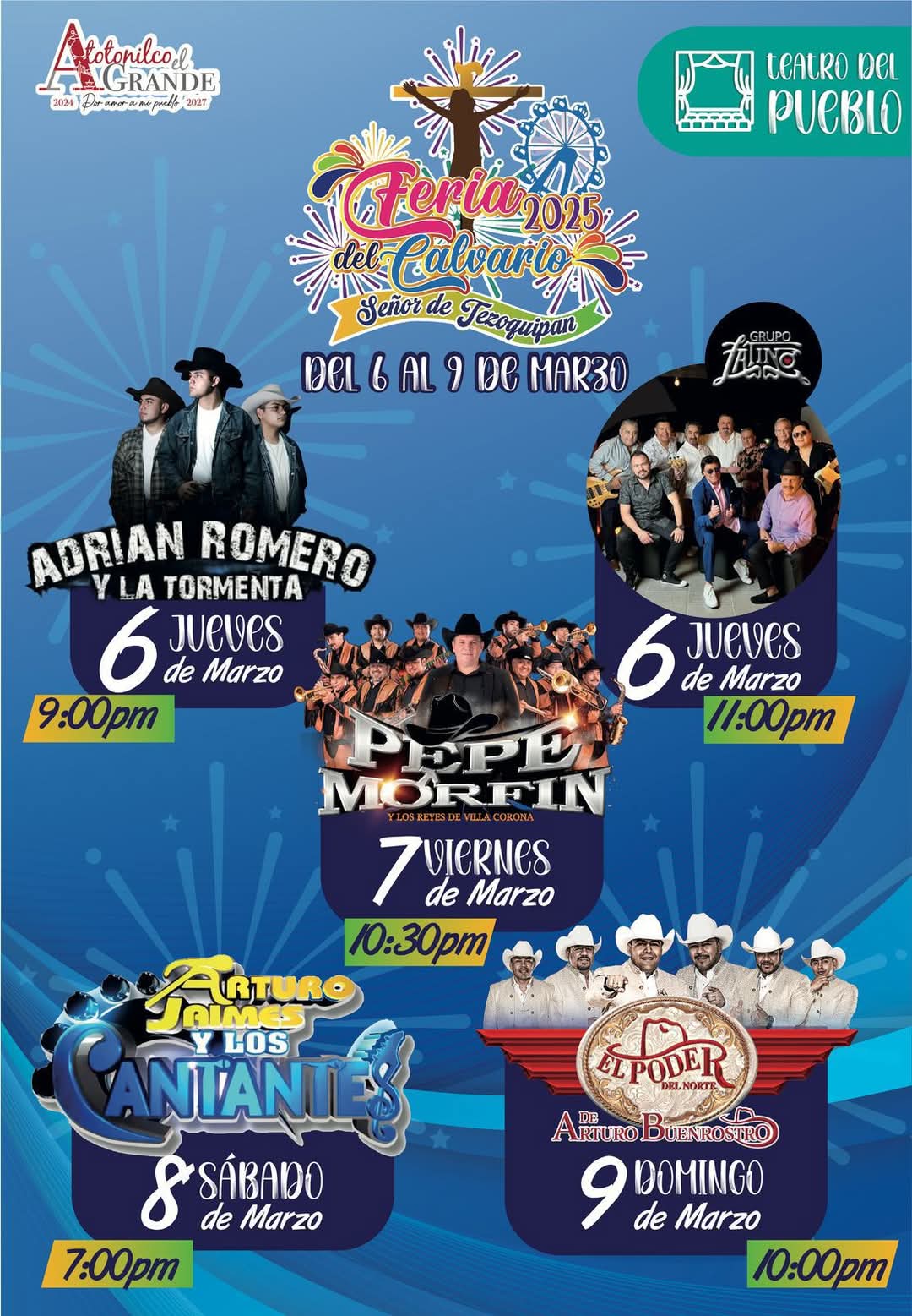 Cartelera Feria El Calvario Atotonilco El Grande 2025