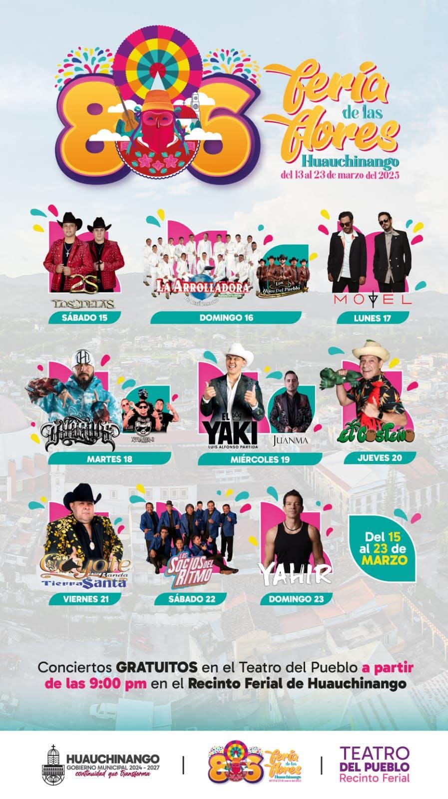 Cartelera artística - Feria de las Flores Huauchinango 2025
