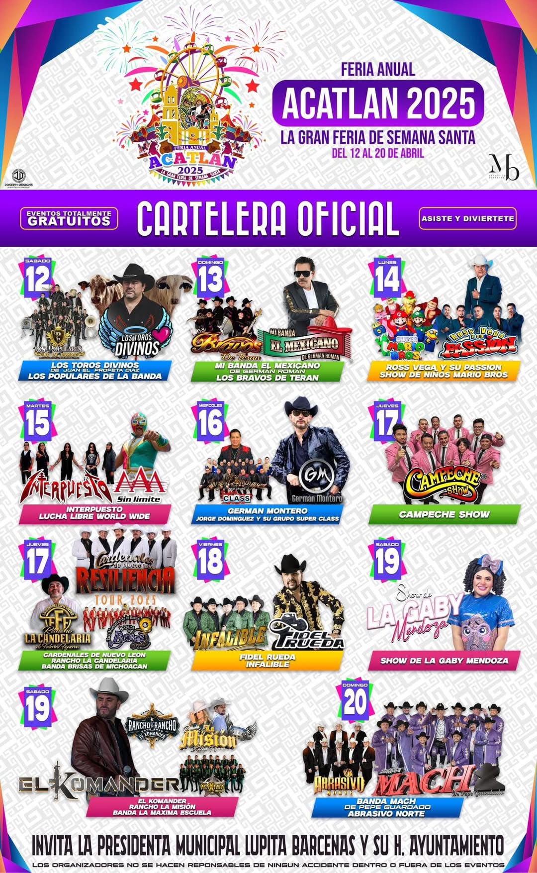 Cartelera artística Feria Acatlán de Osorio 2025