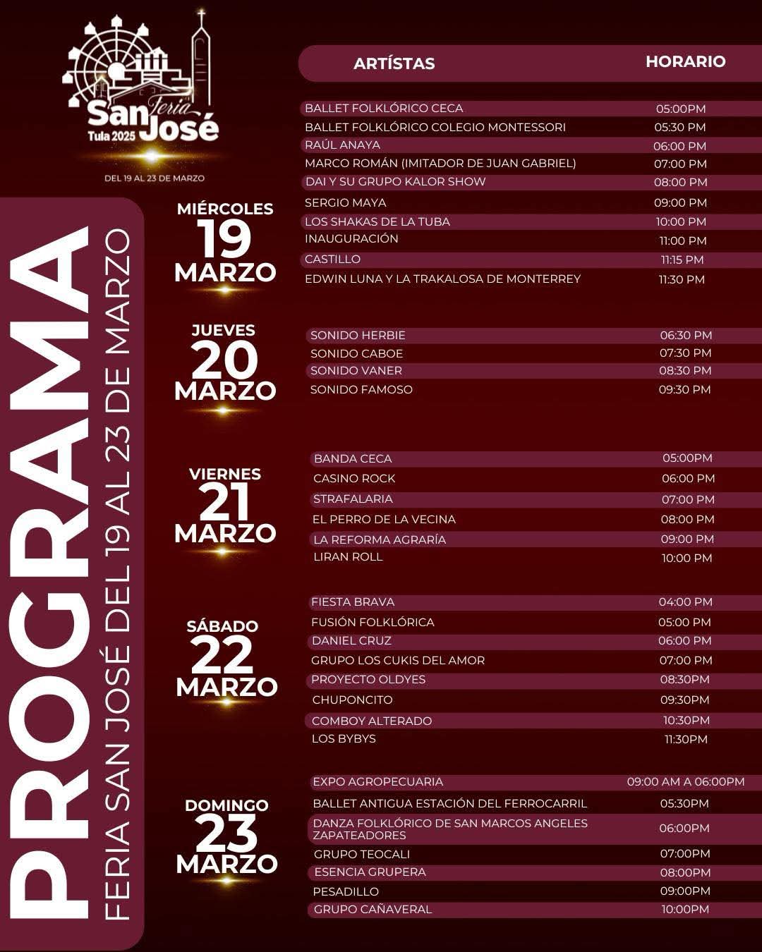 Programa Feria San José Tula 2025