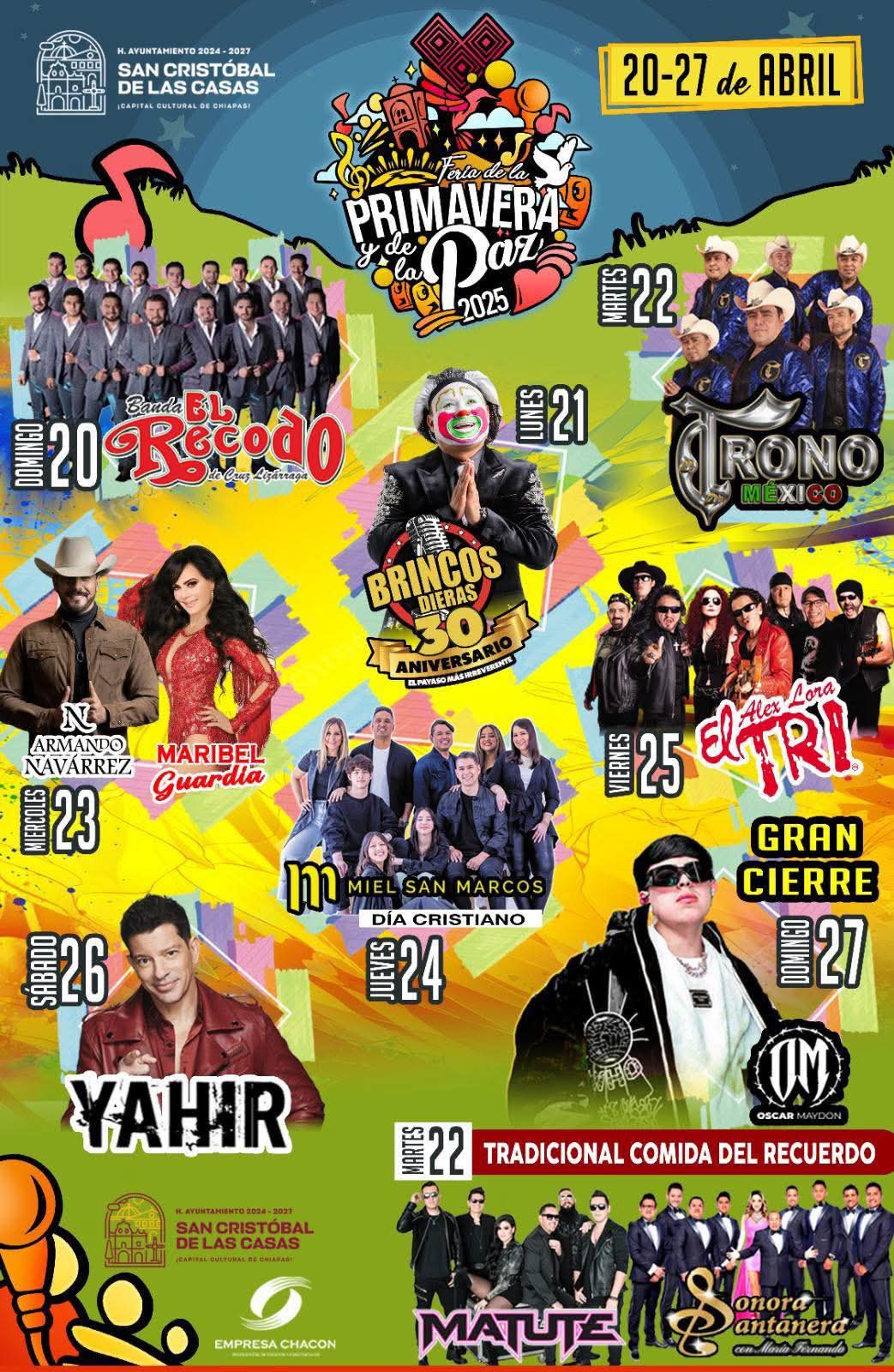 Cartelera Feria de la Primavera y de la Paz San Cristóbal 2025