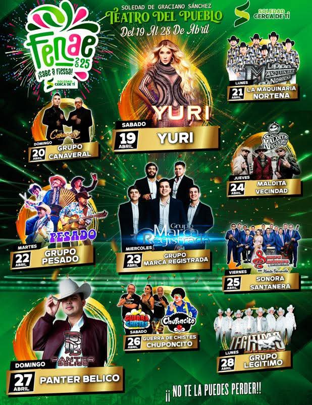 Cartelera artística Feria Nacional de la Enchilada 2025