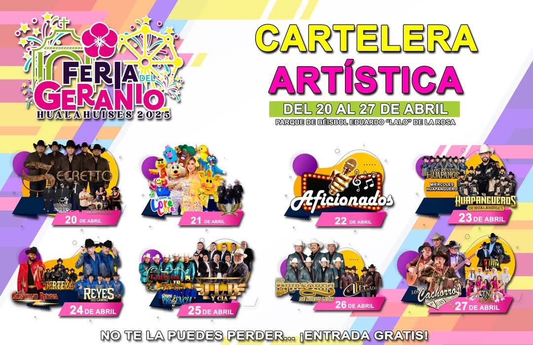 Elenco Feria del Geranio Hualahuises 2025