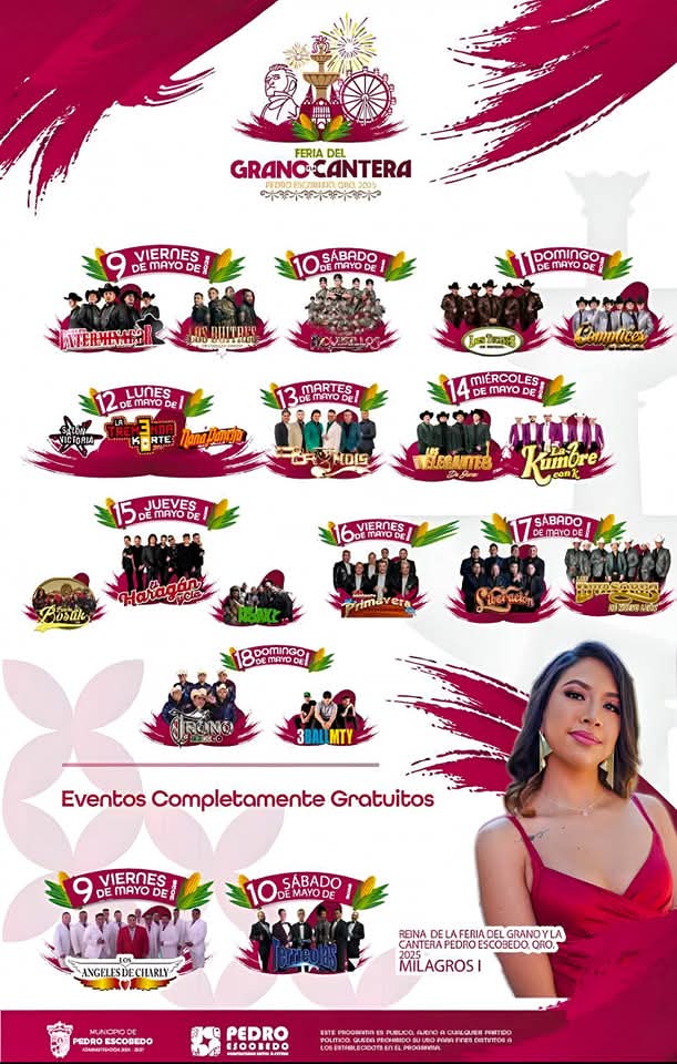 Cartelera Feria del Grano y la Cantera Pedro Escobedo 2025