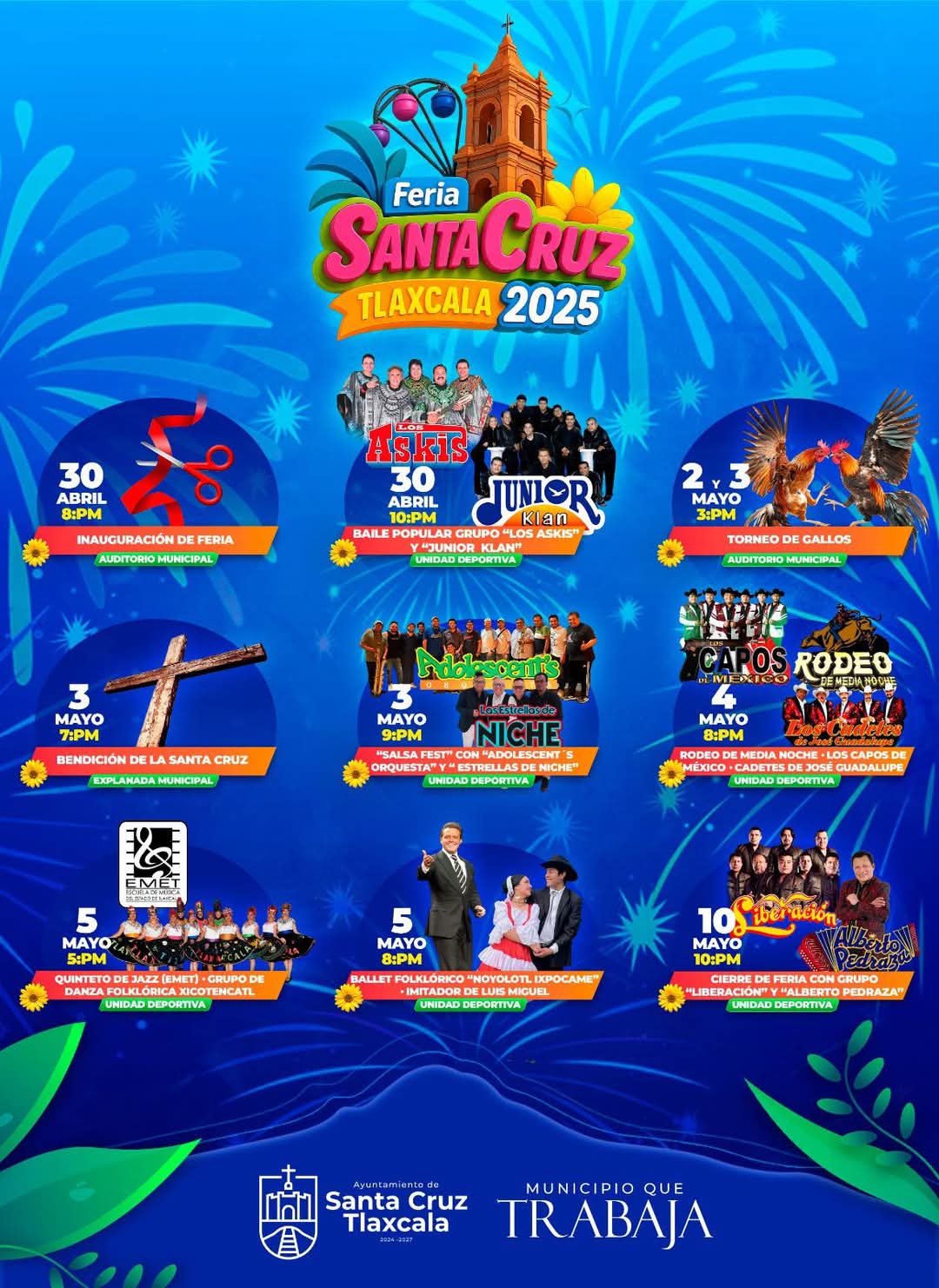 Cartelera Feria Santa Cruz Tlaxcala 2025