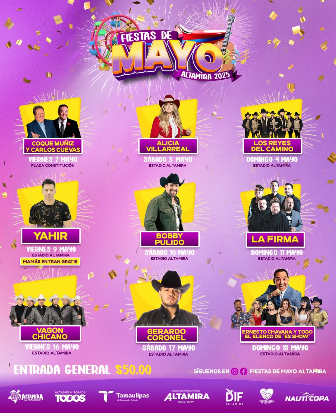 Cartelera Fiestas de Mayo Altamira 2025