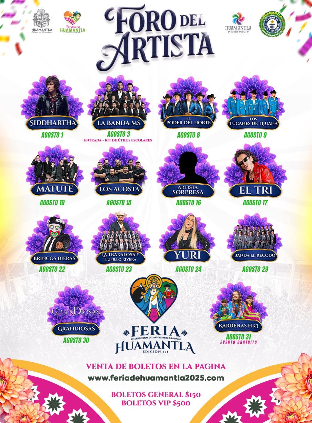 Cartelera artística - Feria Internacional Huamantla 2025