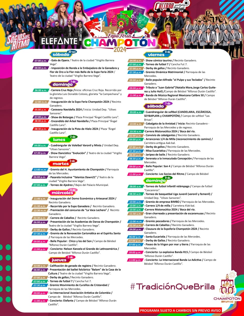 Programa de actividades de la Expo Feria Champotón 2024