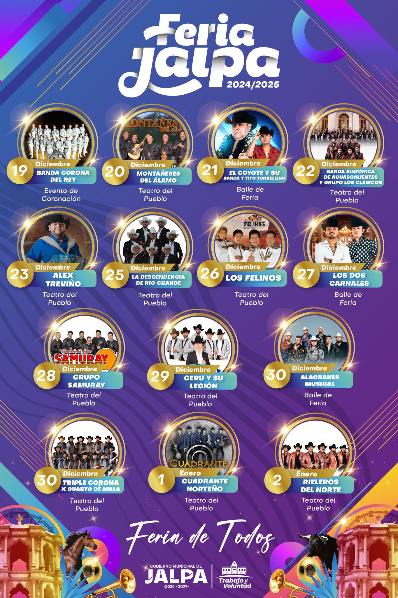 Cartelera artística Feria Jalpa 2024-2025