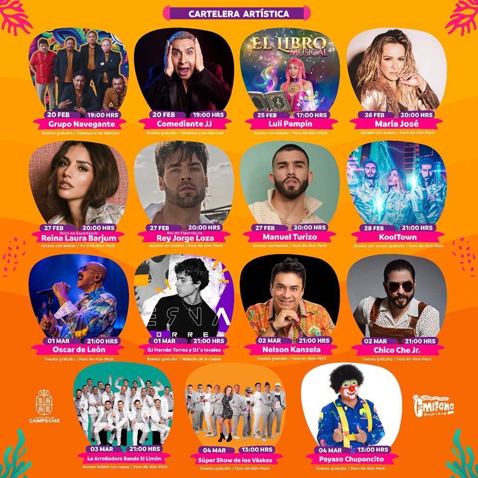 Programa y cartelera Carnaval Campeche 2025