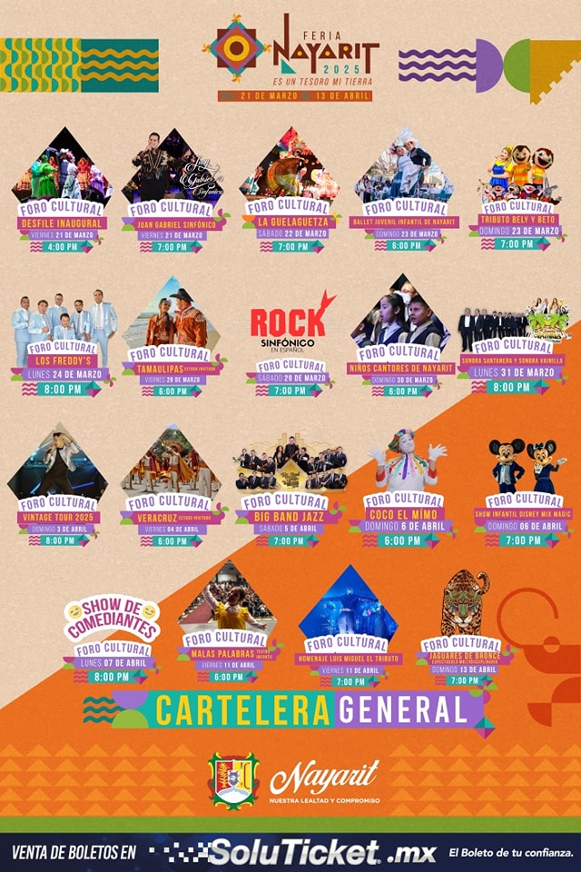 Cartelera Artística de la Feria Nacional Nayarit 2025