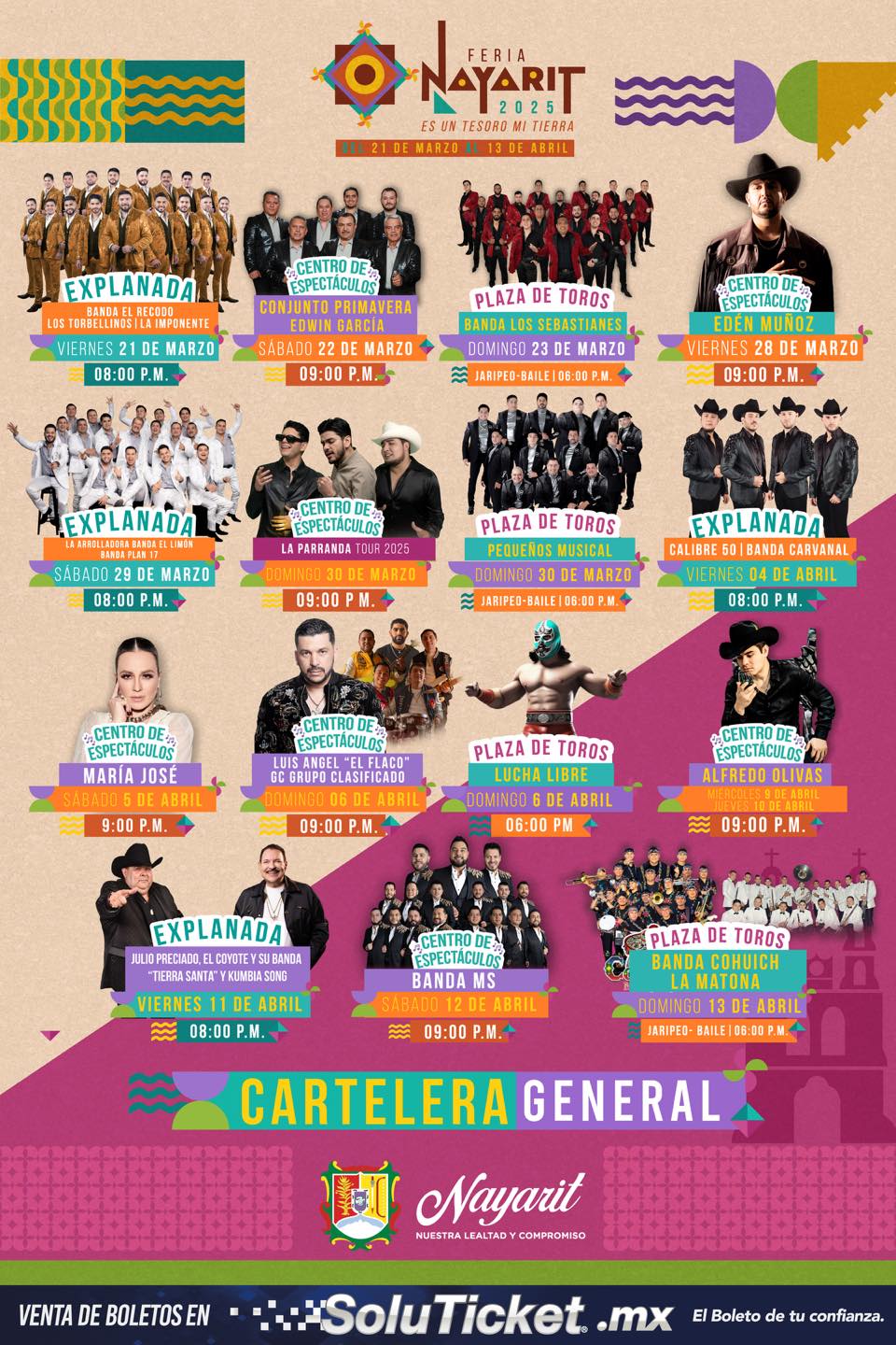 Cartelera Artística de la Feria Nacional Nayarit 2025