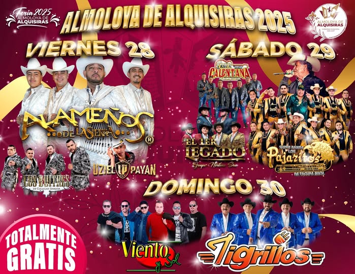 Cartelera artística Feria Almoloya de Alquisiras 2025