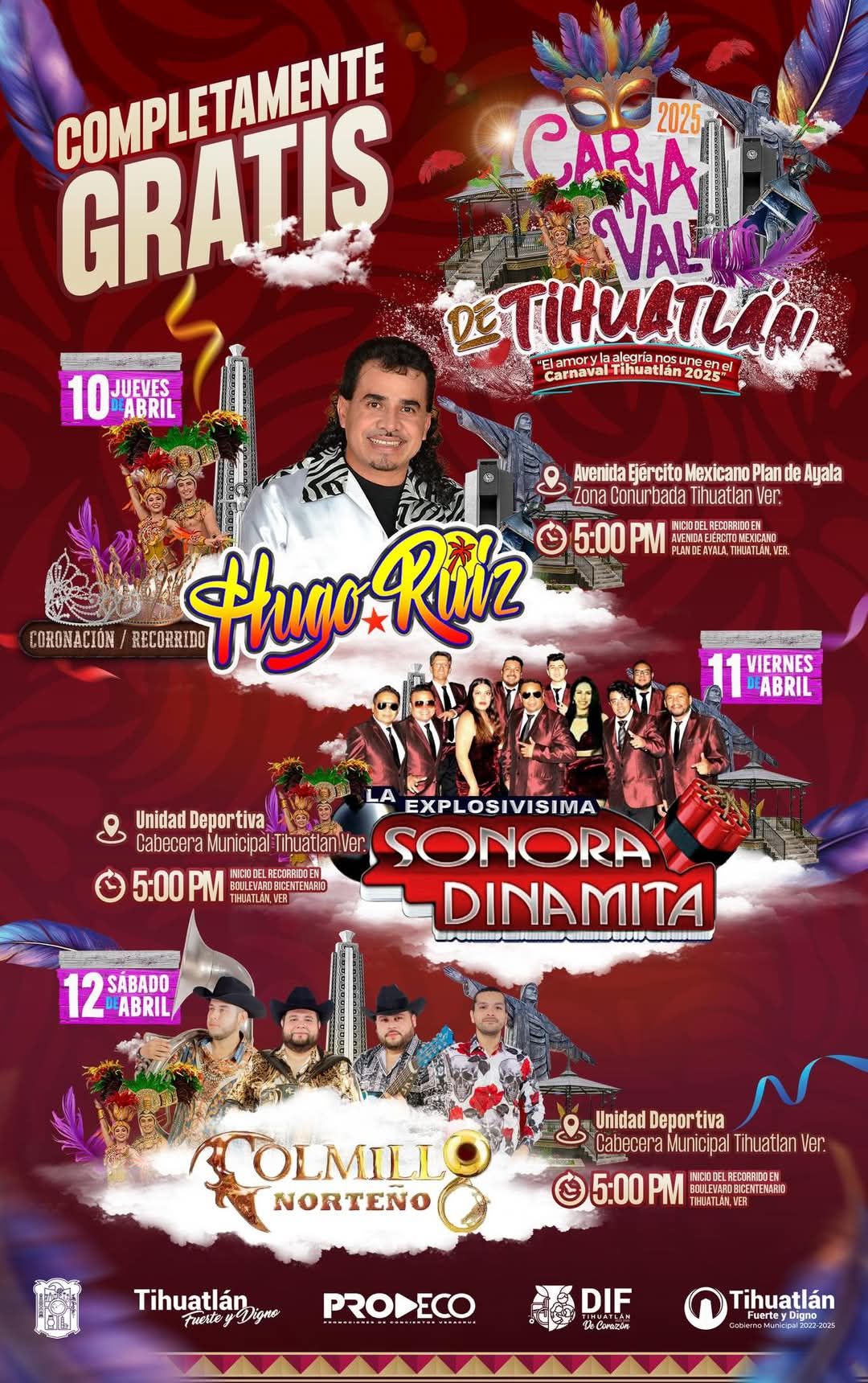 Cartelera Carnaval Tihuatlán 2025