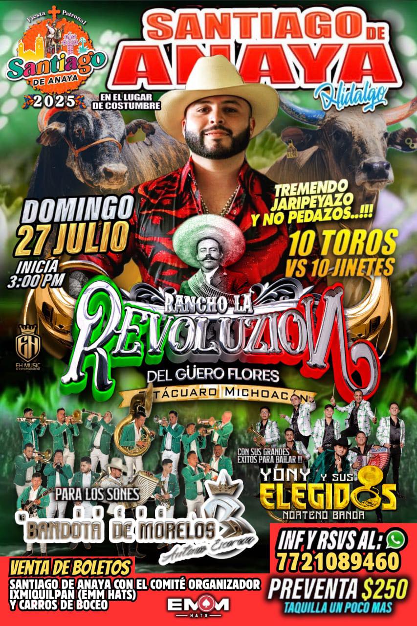 Jaripeo en la Fiesta Patronal Santiago de Anaya 2025