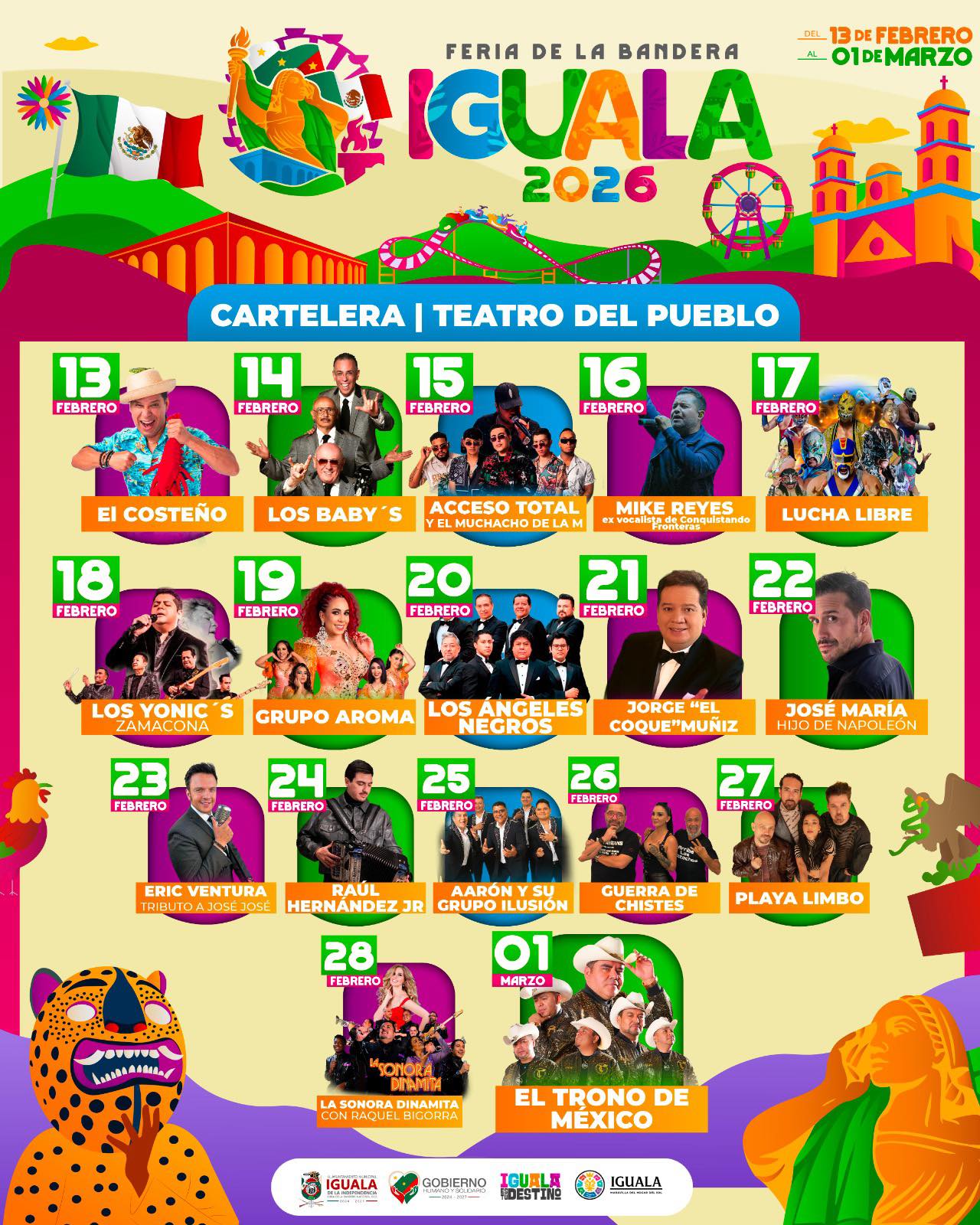 Cartelera estelar Feria de la Bandera Iguala 2026
