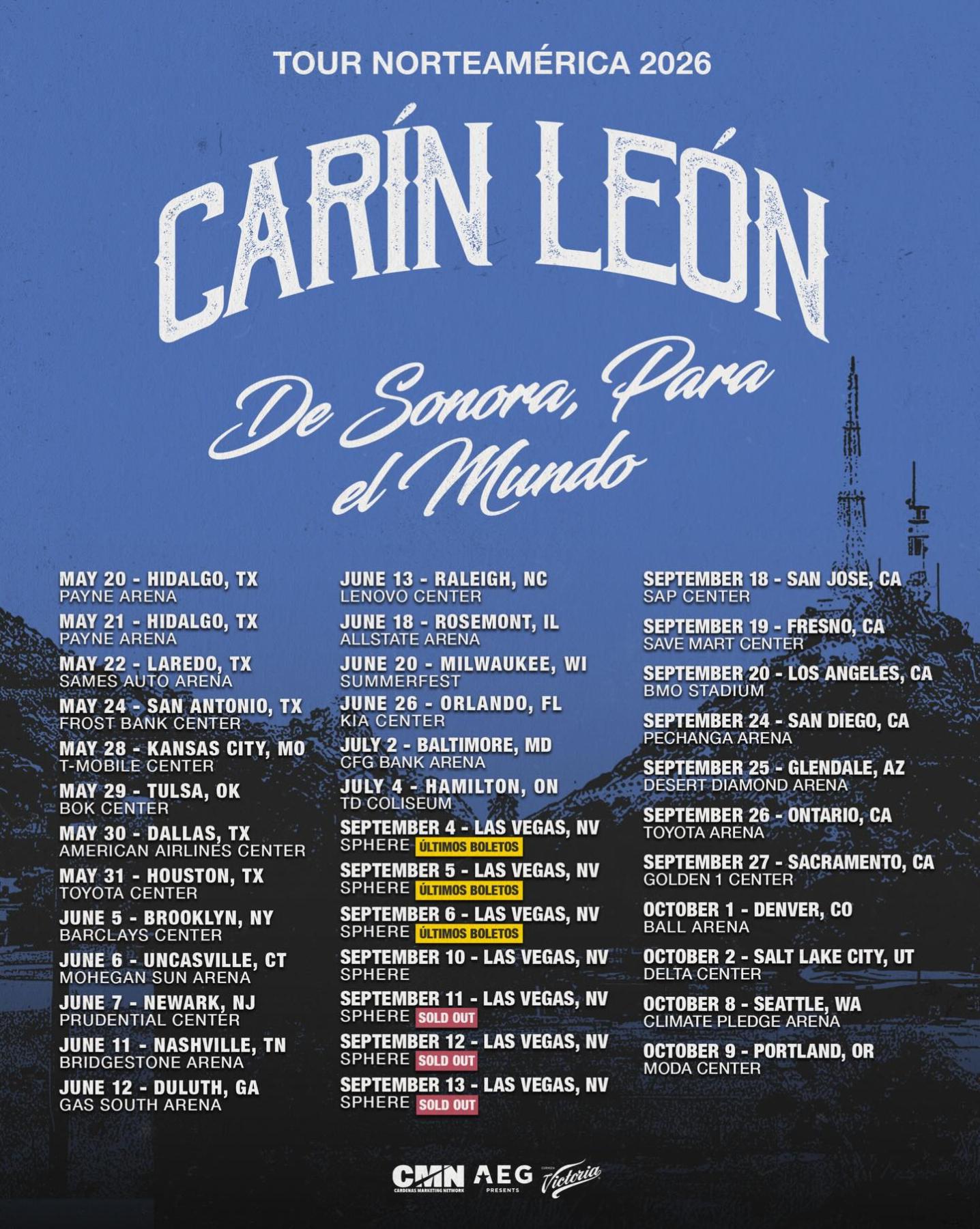 Carín León Tour Norteamérica 2026