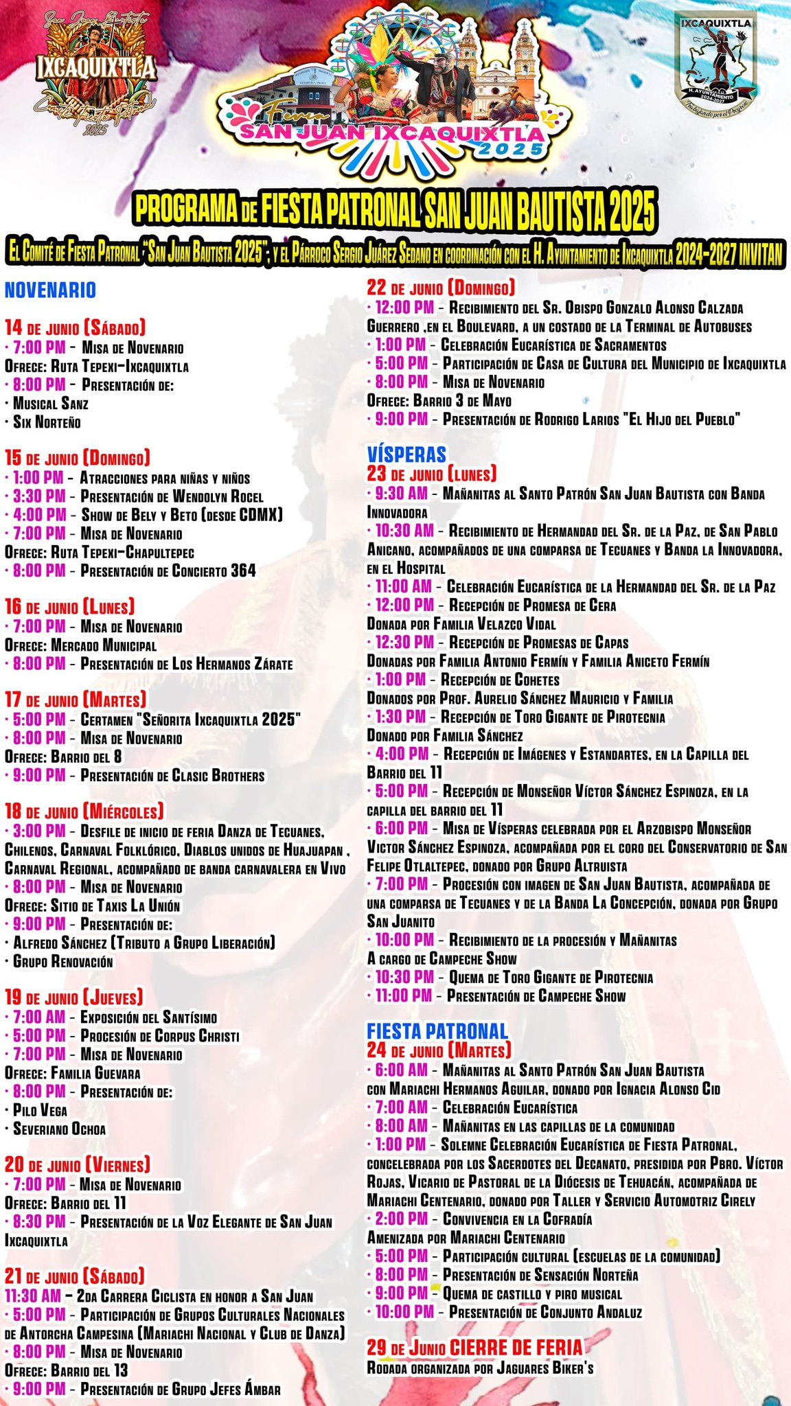 Programa Feria San Juan Ixcaquixtla 2025