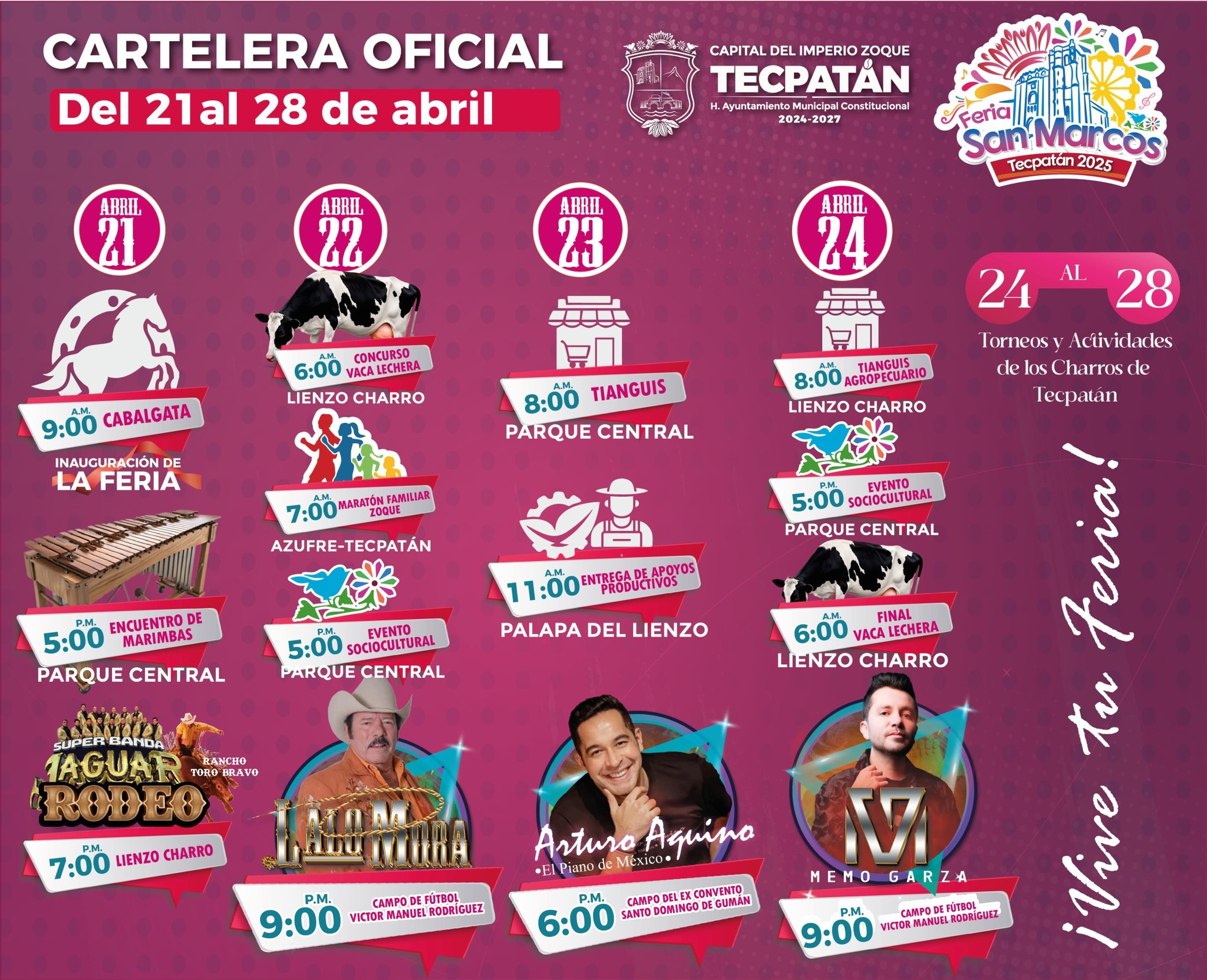 Cartelera Oficial Feria San Marcos Tecpatán 2025