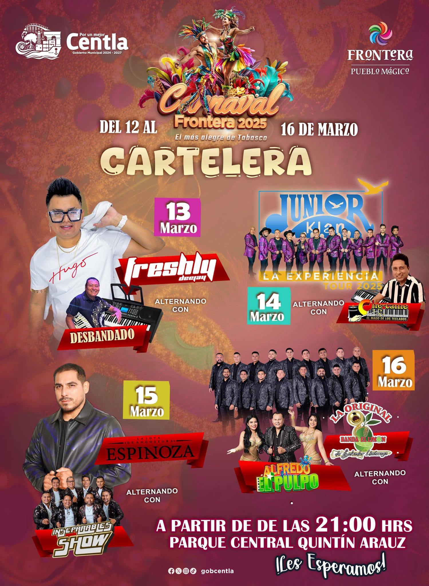 Elenco Carnaval Frontera, Centla 2025