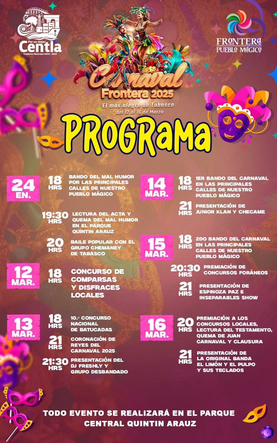 Programa Carnaval Frontera, Centla 2025