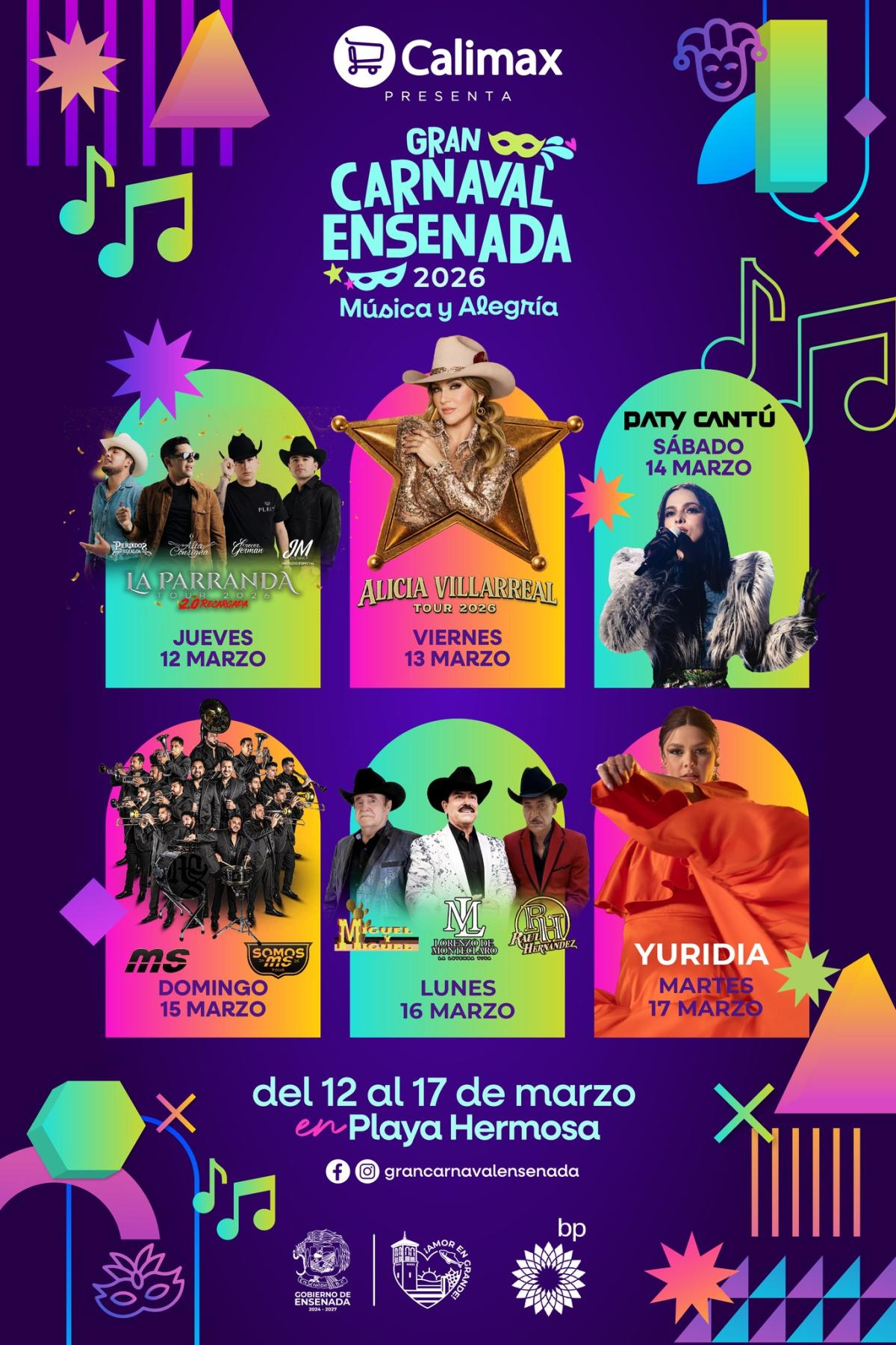 Cartelera Carnaval Ensenada 2026