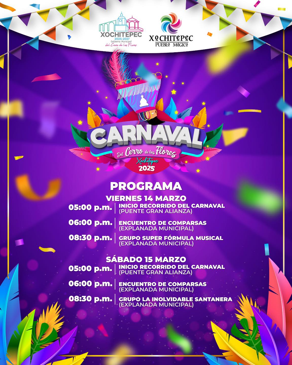 Programa completo Carnaval Xochitepec 2025