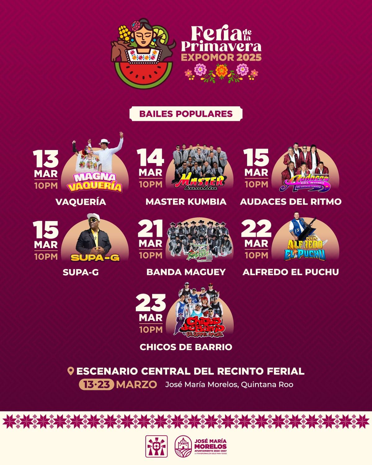 Cartelera artística Feria de Primavera EXPOMOR 2025