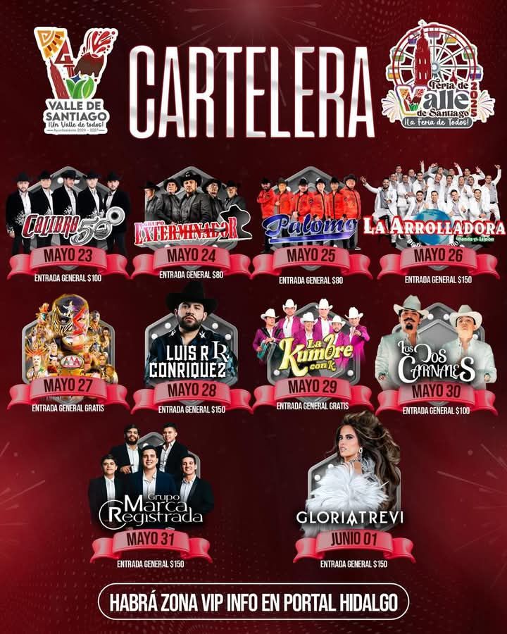 Cartelera Artística de la Expo Feria Valle Santiago 2025