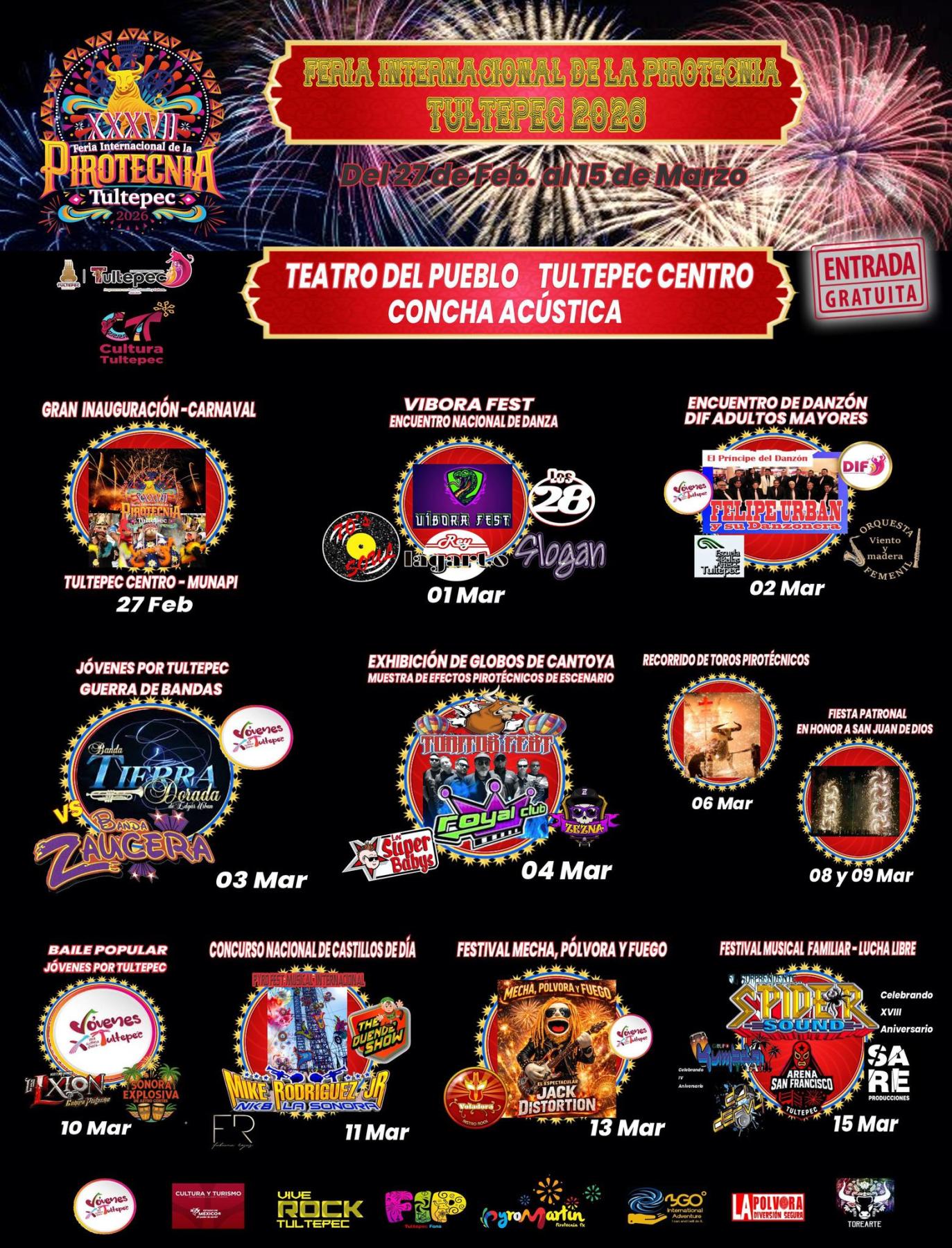 Programa Concha Acústica - Feria Internacional de la Pirotecnia Tultepec 2026