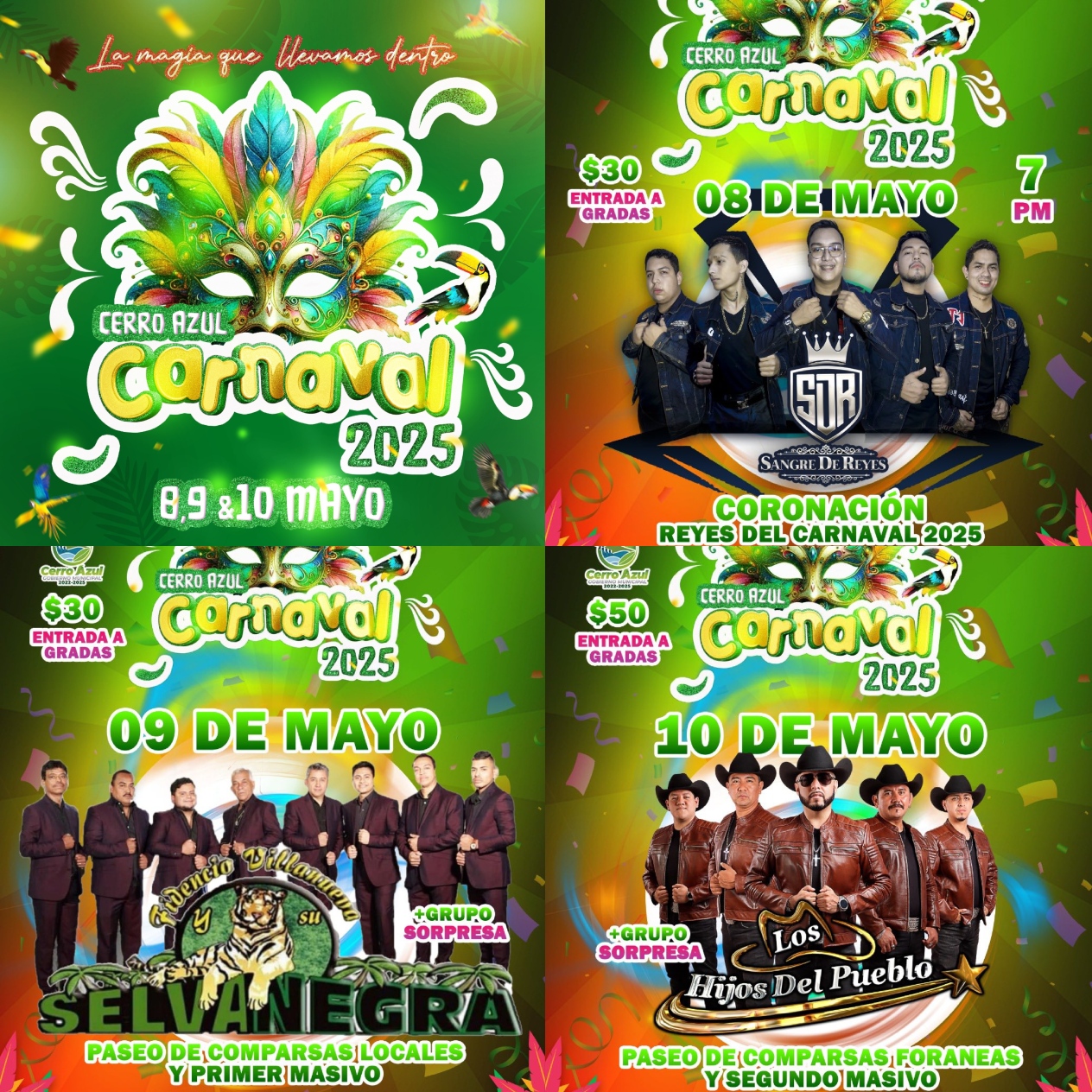 Cartelera del Carnaval Cerro Azul 2025
