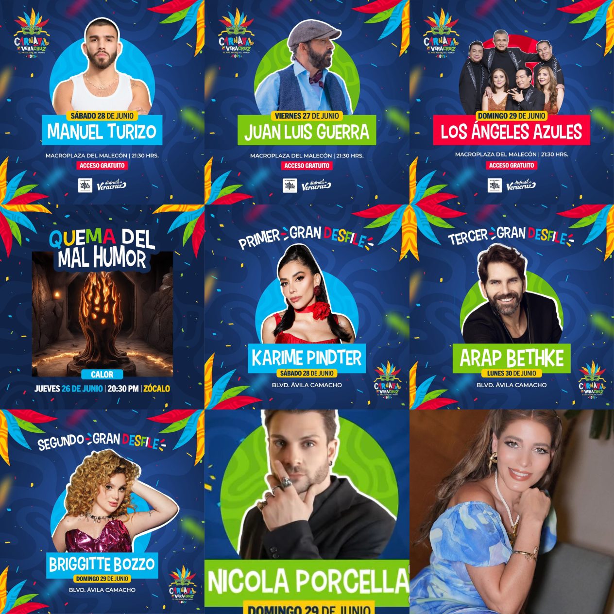 Cartelera artística Carnaval de Veracruz 2025