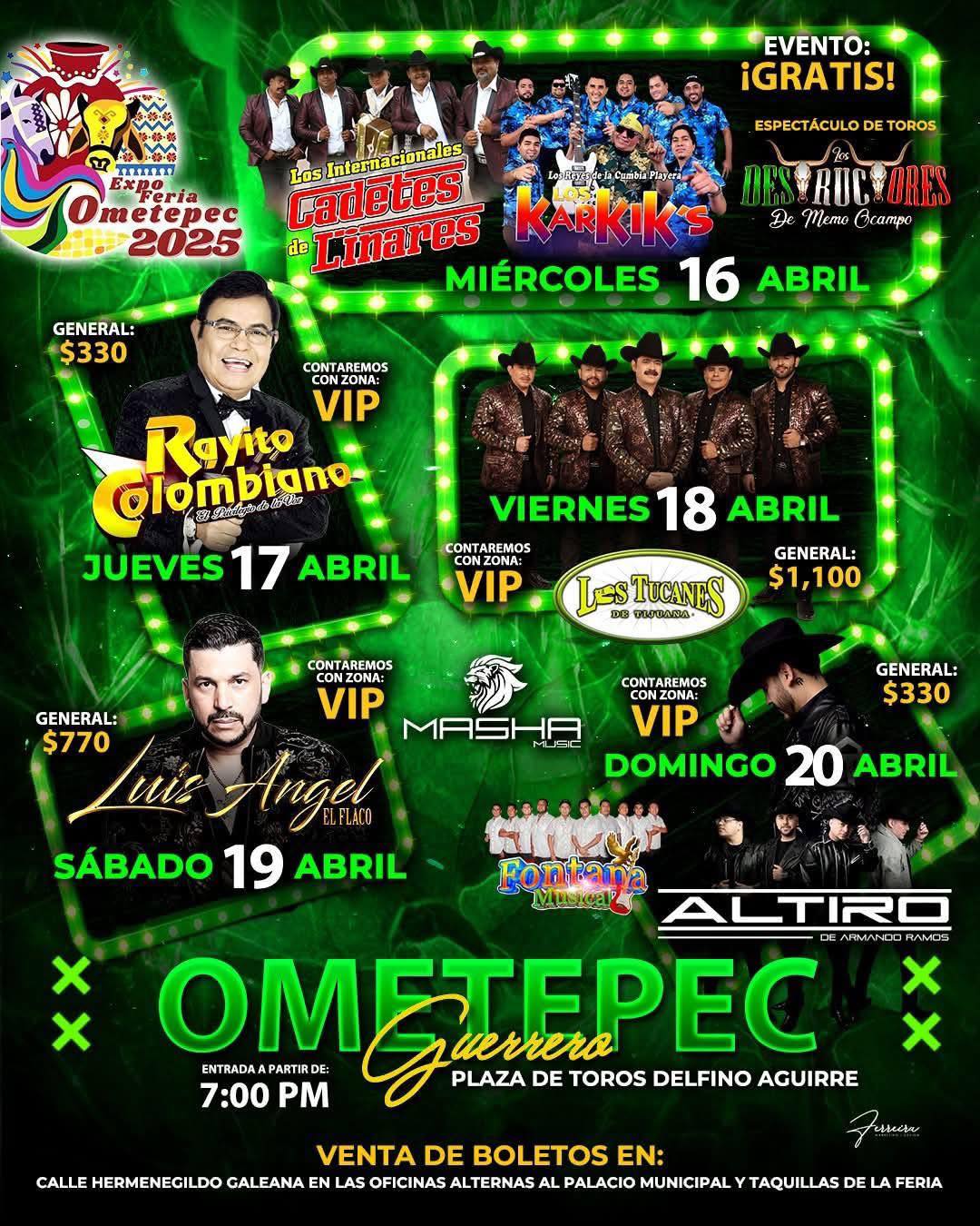 Cartelera artística Expo Feria Ometepec 2025