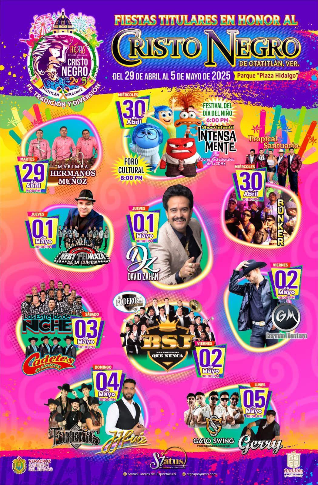 Cartelera Artística Fiestas del Cristo Negro Otatitlán 2025