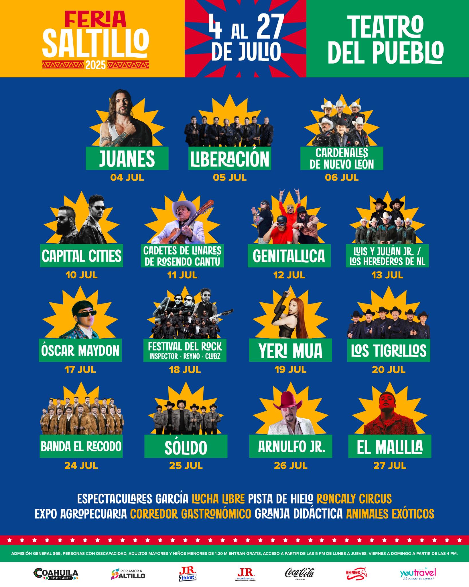 Cartelera artística Feria Saltillo 2025
