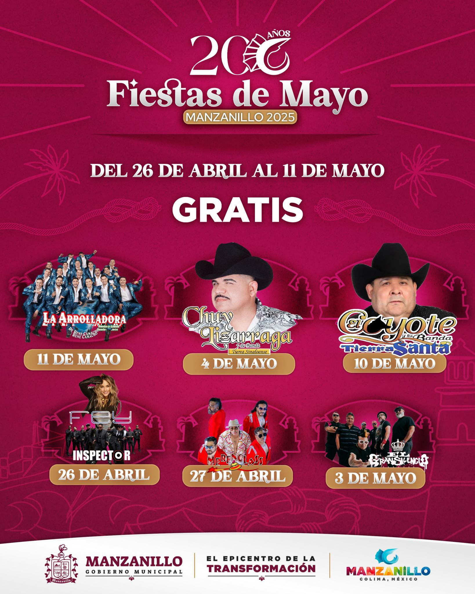 Cartelera Fiestas de Mayo Manzanillo 2025