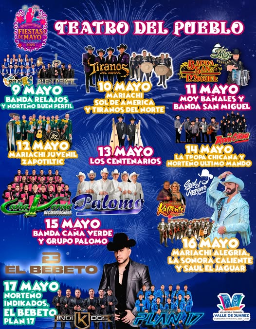 Programa y cartelera - Fiestas Valle de Juárez 2025