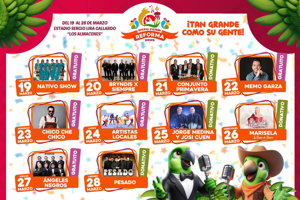 Cartelera estelar Expo Feria Reforma Chiapas 2025