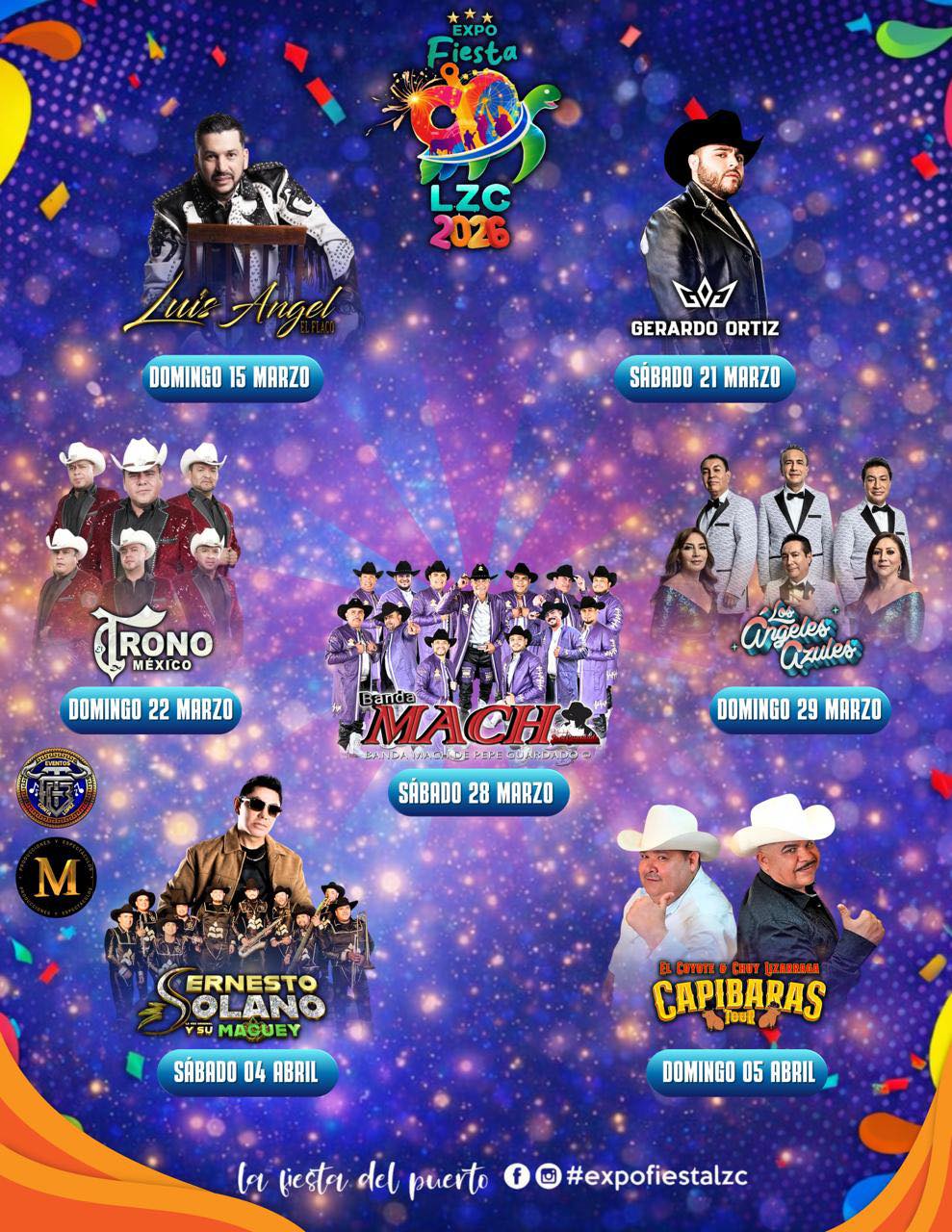 Cartelera artística Expo Fiesta LZC Lázaro Cárdenas 2026
