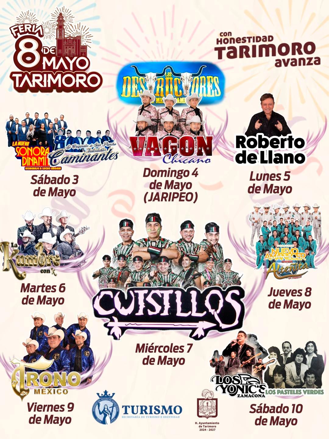Cartelera Feria del 8 de Mayo Tarimoro 2025
