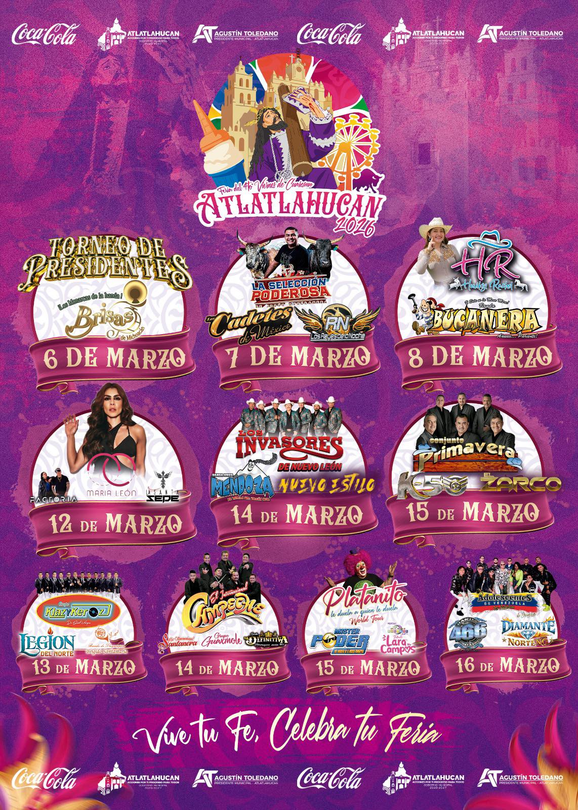 Cartelera artística Feria Atlatlahucan 2026