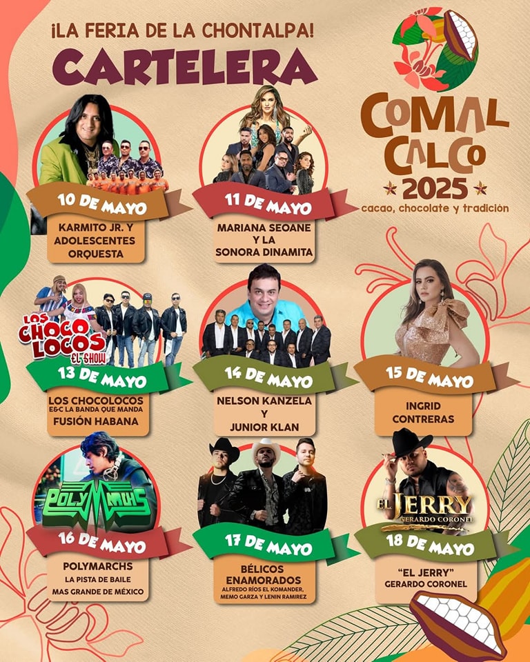 Cartelera Artística Feria Comalcalco 2025